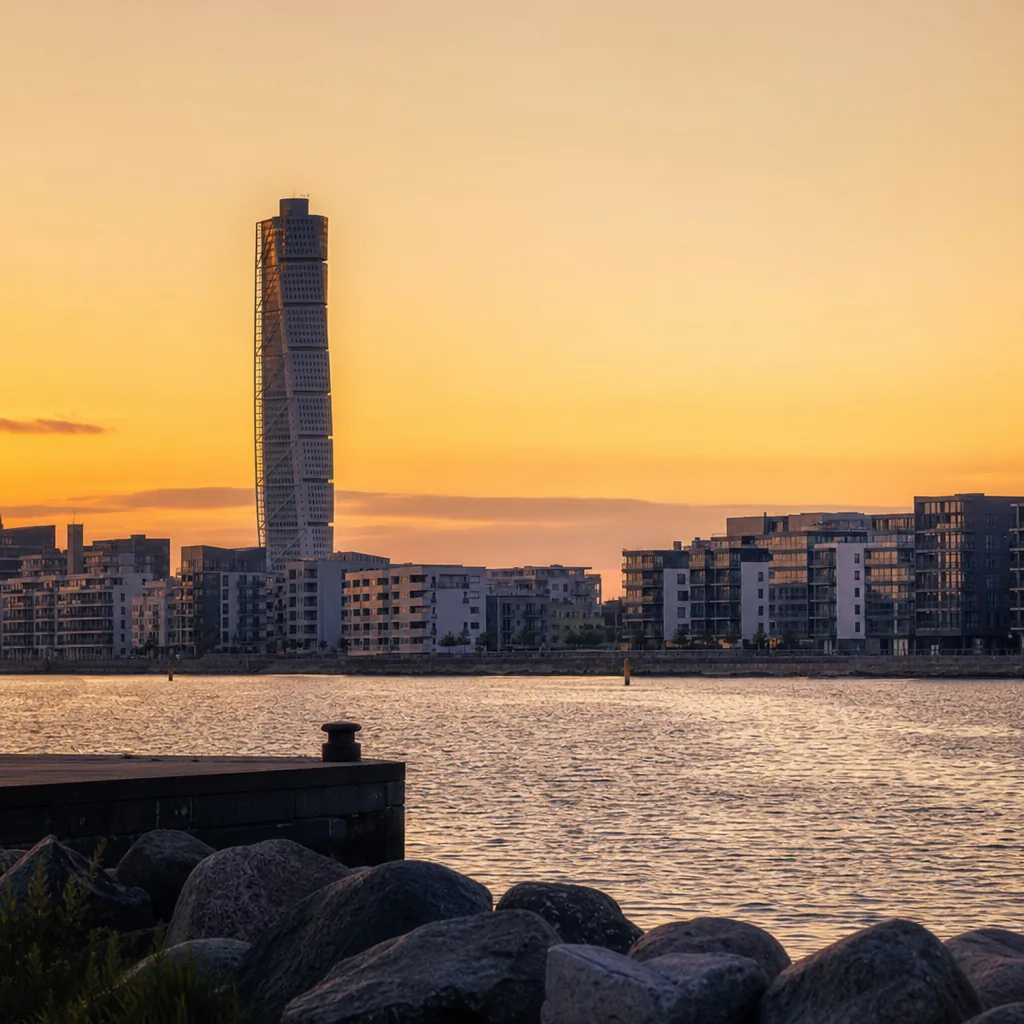 Turning Torso och Malmö skyline