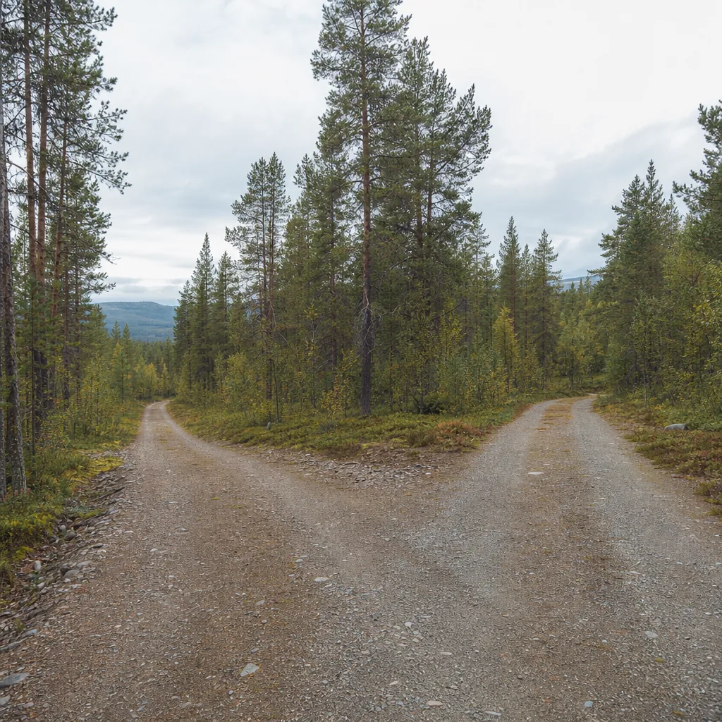 Vägkorsning med två skyltar som visar två olika försäkringstyper
