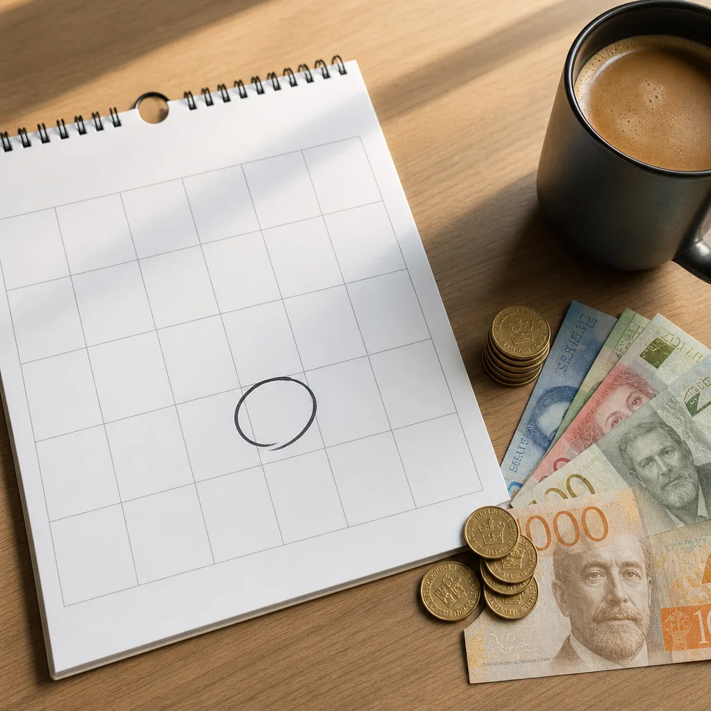 Kalender och miniräknare som visar månadspremie för hyresrättsförsäkring